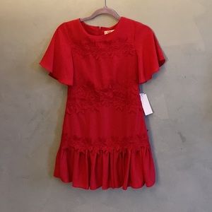 GB Girls red lace appliqué dress, size 12, NWT